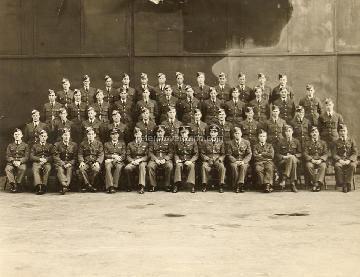 Peter Provenzano Photo Album Image_copy_001.jpg - No. 5 SFTS (Service Flight Training School), Royal Air Force (RAF). 
Peter Provenzano (bottom row, sixth from the right) and the pilots of the 71st Eagle Squadron trained at the 5 SFTS. They initialy trained at RAF Station Sealand from October 15, 1940 to November 2, 1940. Then at RAF Station Tern Hill from November 2, 1940 to December 26, 1940.